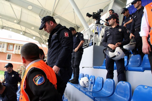 Police getting ready for after game action