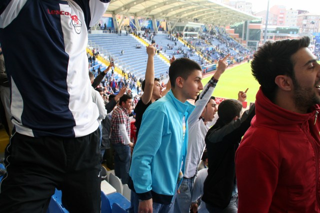 Winning fans taunting the losers